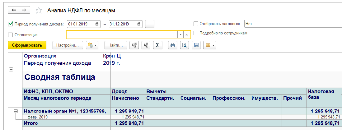 Отчет ндфл по подразделениям в 1с зуп